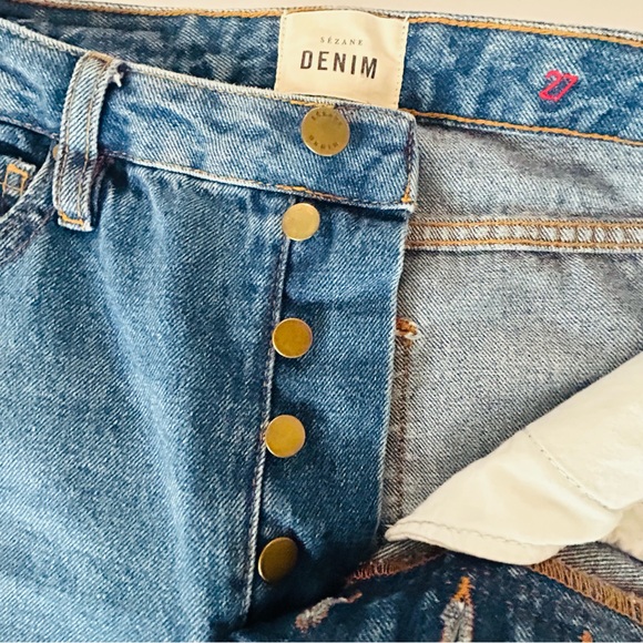 Sezane Brut Sexy Jeans 27 High Rise Straight Leg Button Fly Blue Designer Women - Picture 3 of 12
